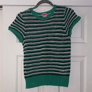 Kate Spade Crochet Green and Black Striped Sweater